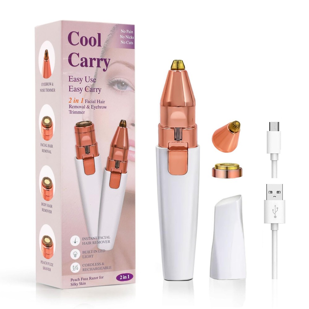 Facial Hair Removal for Women & Eyebrow Trimmer 2 in 1, Electric Shaver&Porta...