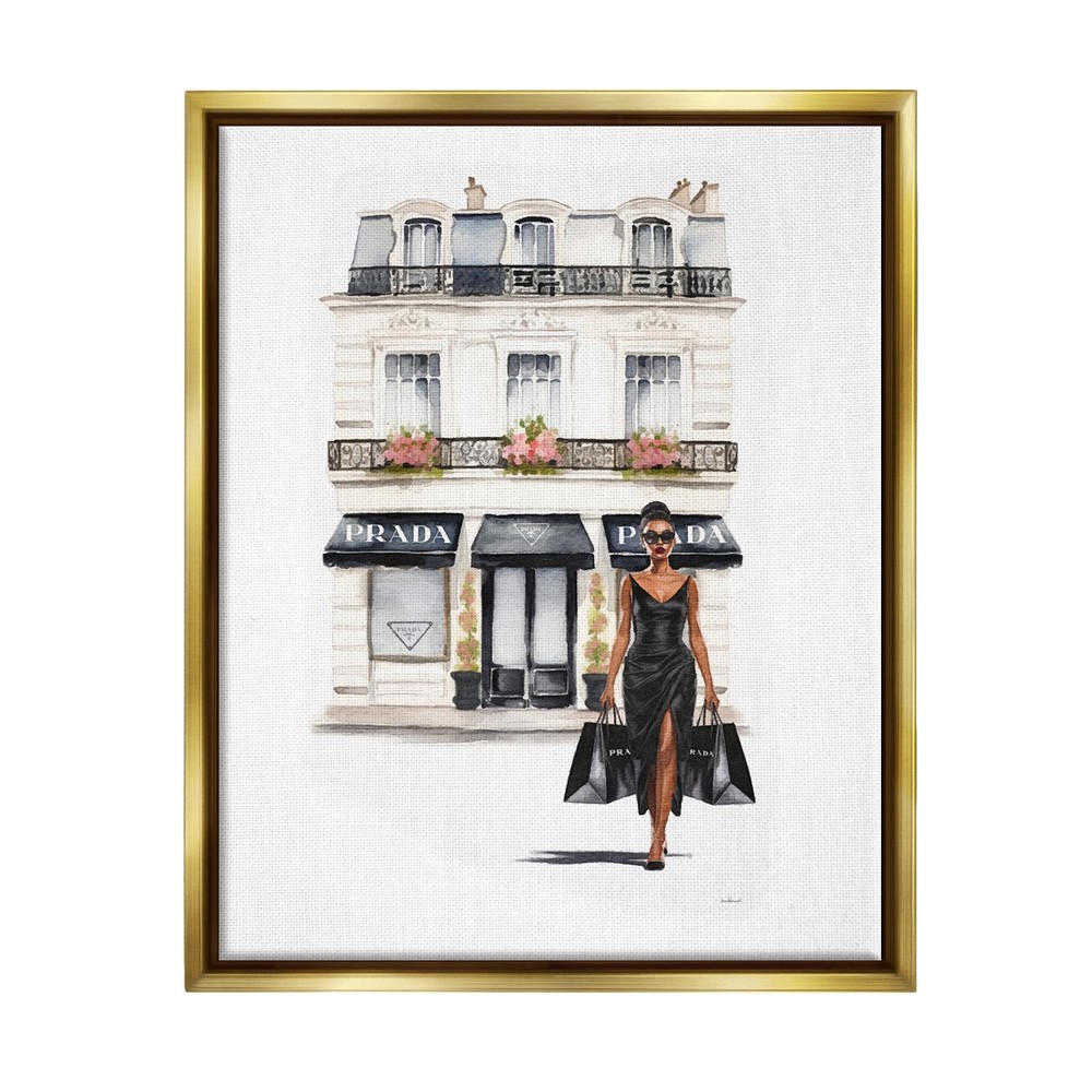 Urban Glam Shopping Framed Floater Canvas Wall Art by Amanda Greenwood