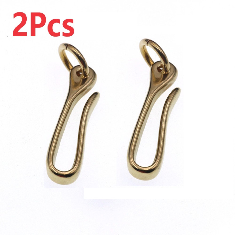 2Pc Vintage Brass Keychain with U Hook and Wallet Chain