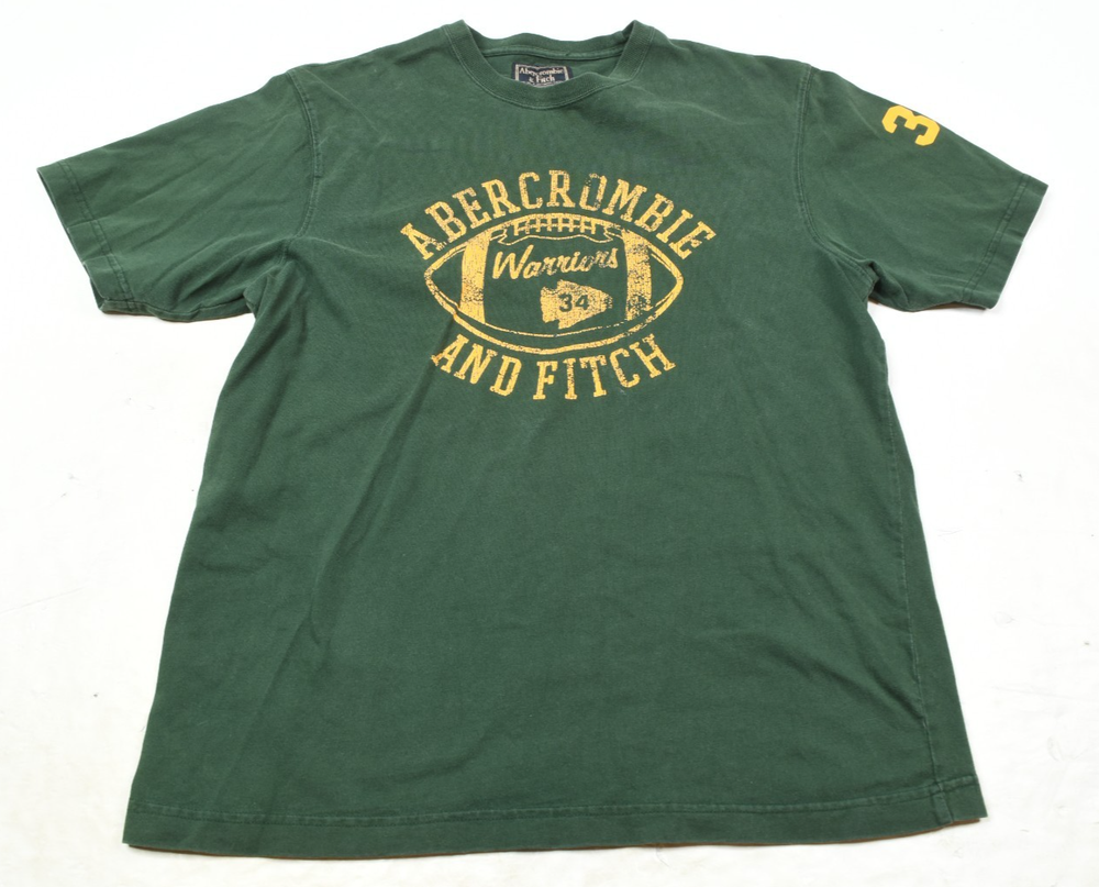 Vintage Abercrombie & Fitch T-Shirt Mens Large Green Warriors Football Crew Y2K-image