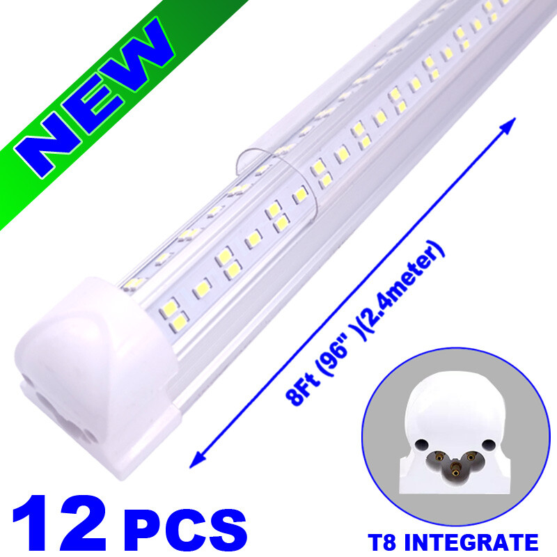 8 Foot Led Shop Light 144w  Led Tube Light Integrated Fixture Bulbs 18000lm 12PC
