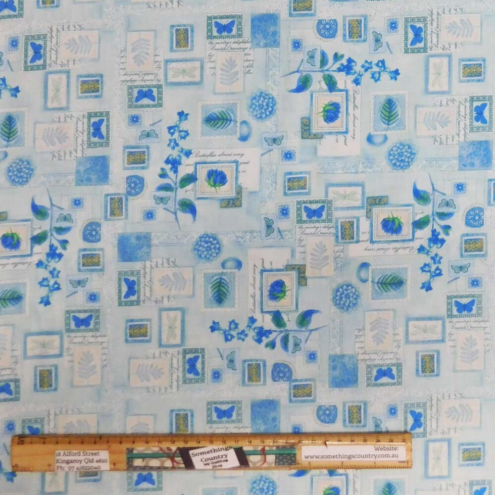 Quilting Patchwork Sewing Fabric Botanical Butterfly 50x55cm FQ