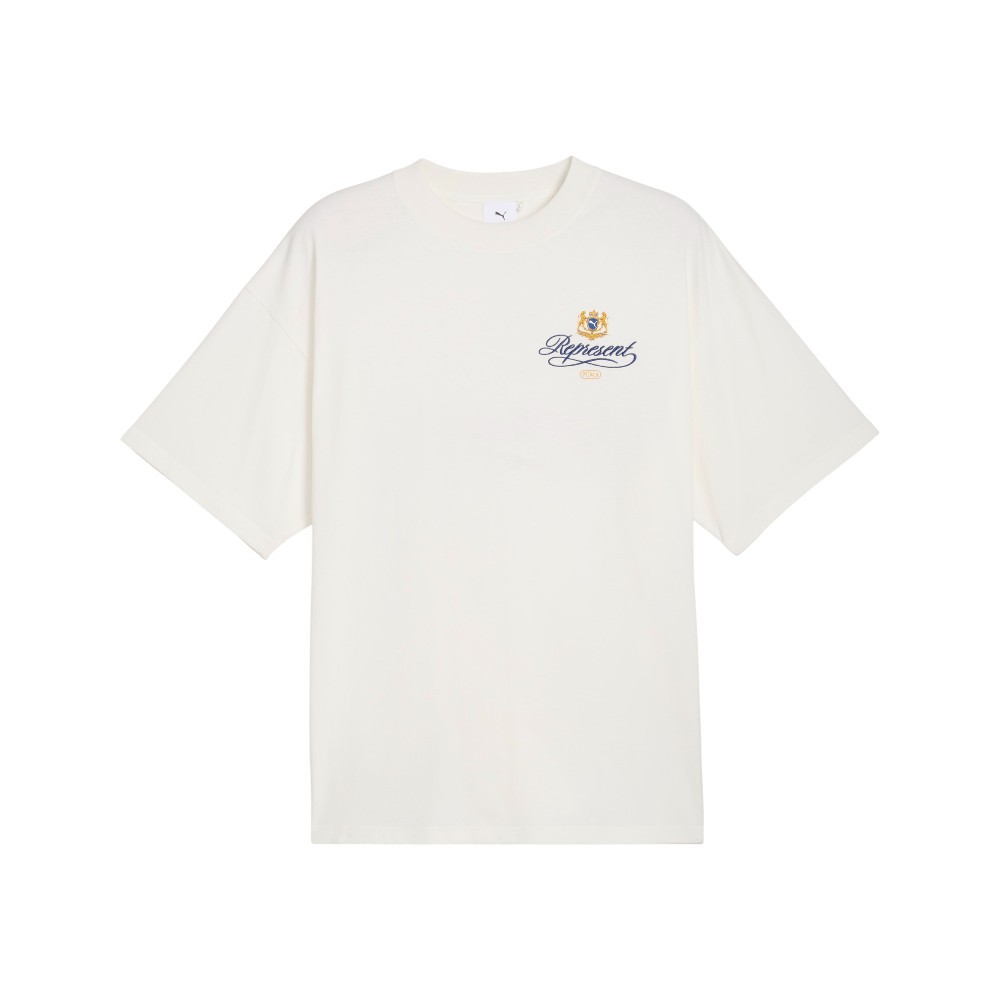 PUMA Represent Graphic Crew Neck Short Sleeve T-Shirt Mens White Casual Tops 632