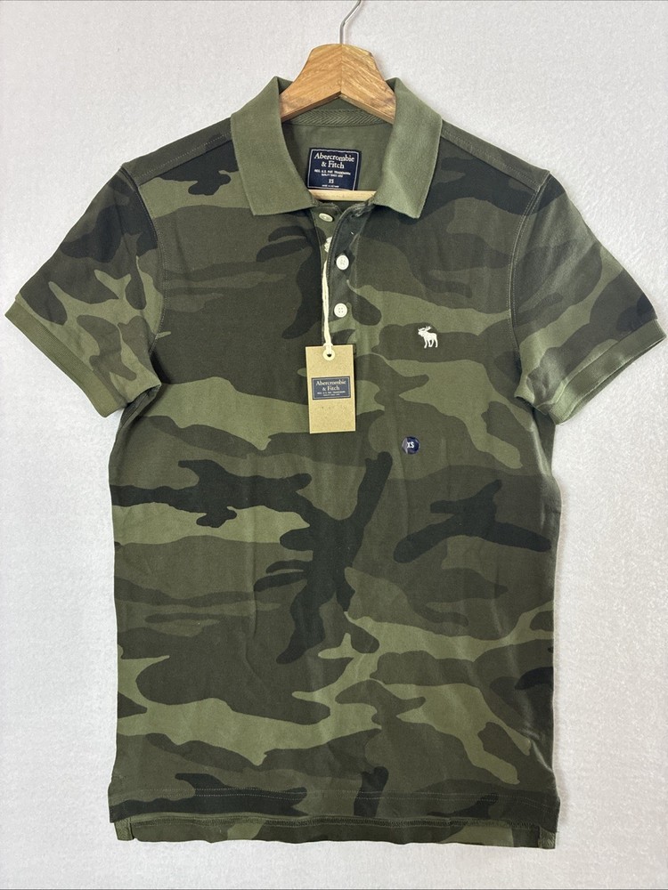 NWT Abercrombie & Fitch Men's Size XS Moose Logo Moisture Wicking Polo Camo-image