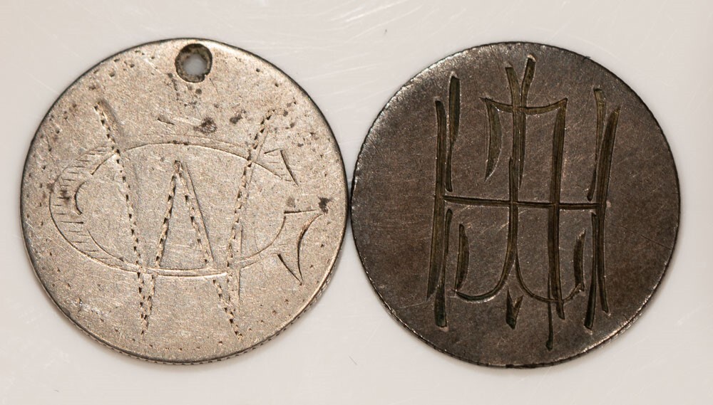 Vintage Love Tokens Seated Dimes 1875 1877 Lot of 2 10c