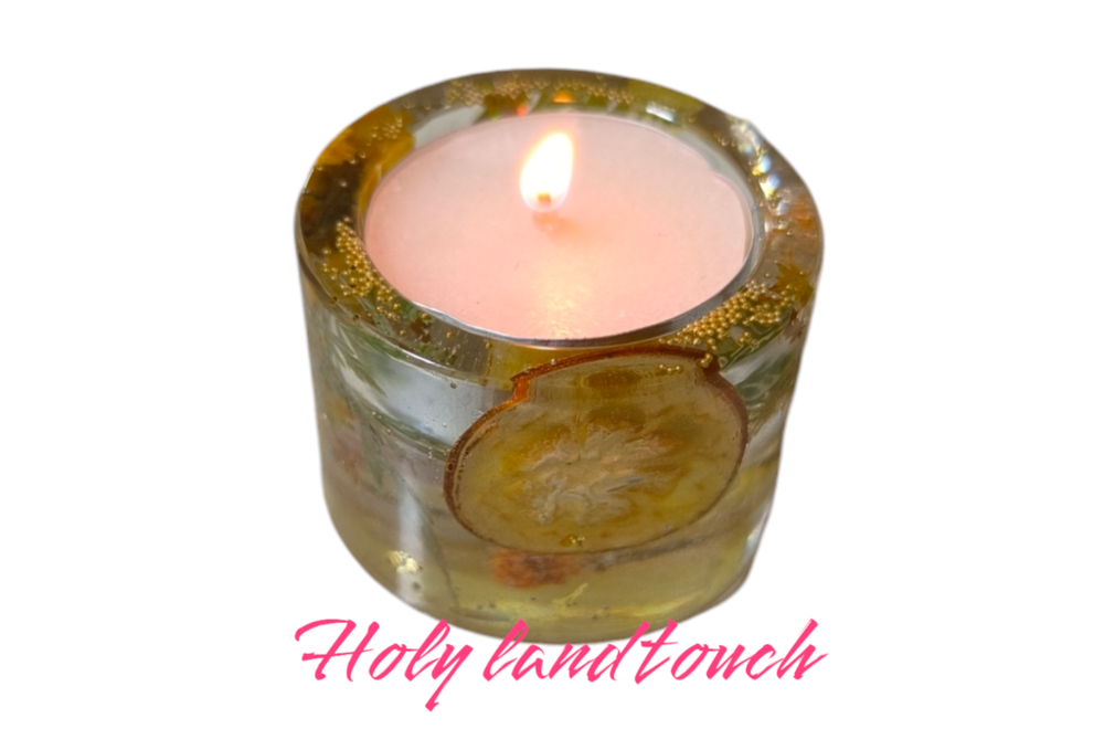 Candle Holder Handmade Epoxy Resin with Natural Roses Inside3 Candles Free