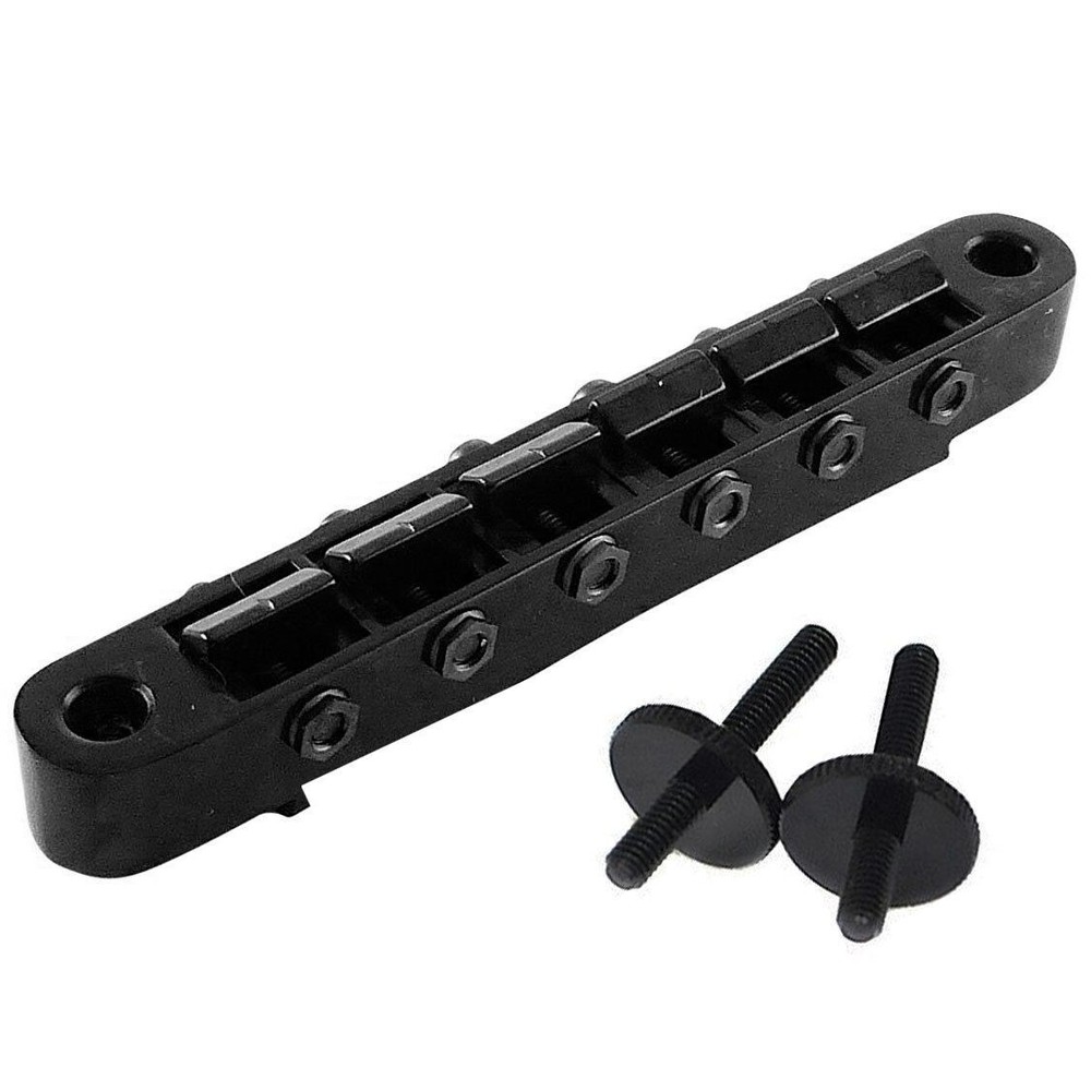 NEW Gotoh GE104B ABR-1 Tunematic Tune-o-matic Bridge w/ M4 Threaded Posts, BLACK-image