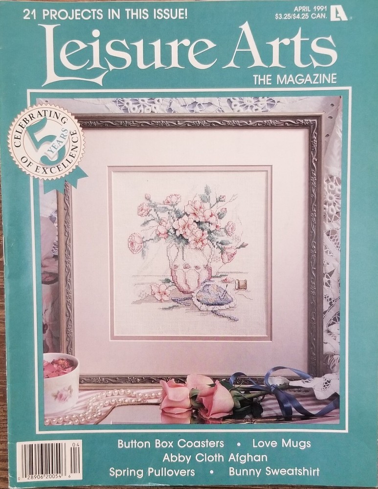 LEISURE ARTS Magazine 21 projects  cross stitch crochet knitting sewing painting