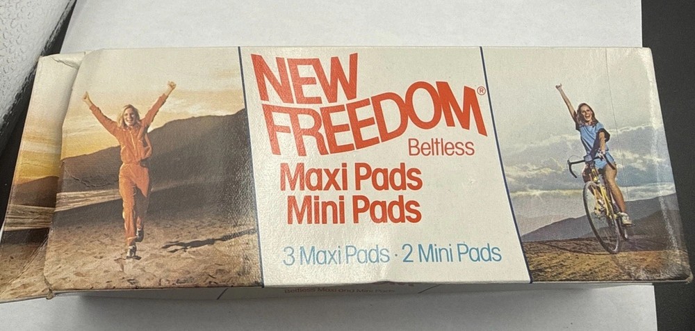 Vintage New Freedom Beltless Pads Sample Box Femi Hygiene Sanitary Pads Prop