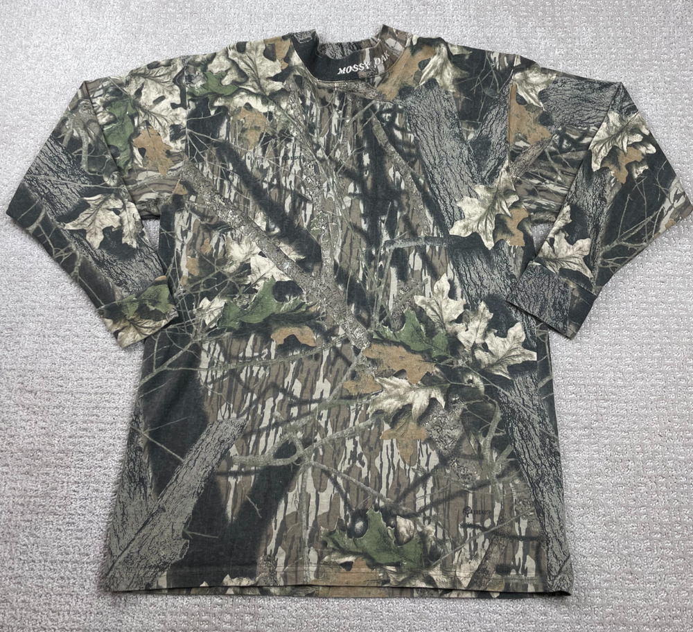 Vintage Mossy Oak Shirt Mens XL Break Up Camo Long Sleeve Mock Neck USA Made\