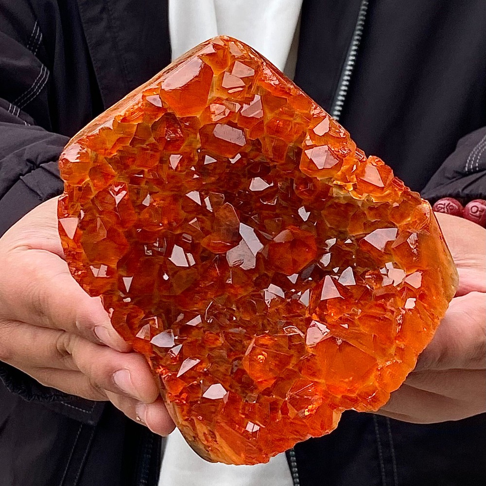 3.51LB Stunning Yellow Citrine Crystal Cave Geode Decor Stone Specimen