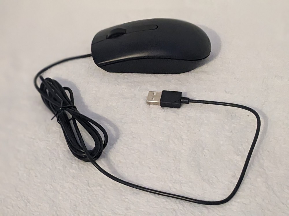 Dell MS116 Black Optical Mouse – Reliable Two-Button Design with Scroll Wheel