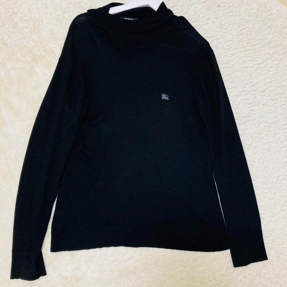 Burberry Turtleneck High Neck Knit Sweater Cashmere Black Men Size 2/S-M Used
