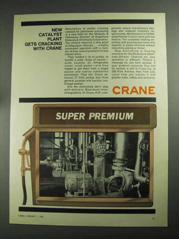 1968 Crane AVS Pumps Ad - New Catalyst Plant