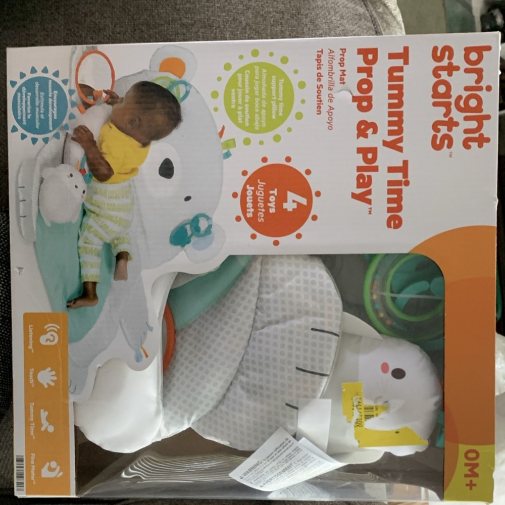 Bright Starts Tummy Time Prop & Play Baby Activity Playmat Polar Bear Round