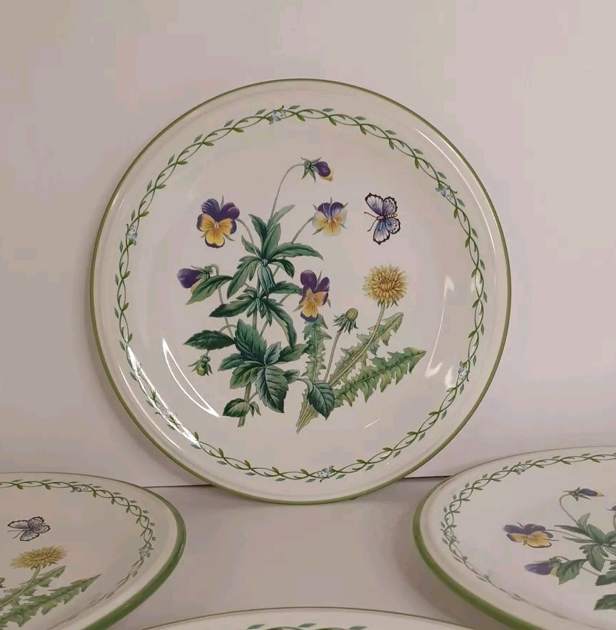 Studio Nova GARDEN BLOOM Purple Butterflies Floral  Dinner Plates Set Of 4
