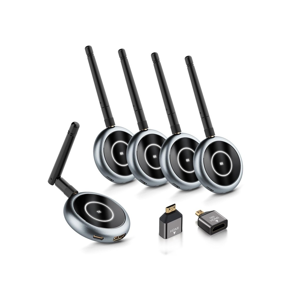 AIMIBO Wireless HDMI Transmitter & 4 Receivers 5.8G 60Hz Plug & Play for Seamless Connectivity-image