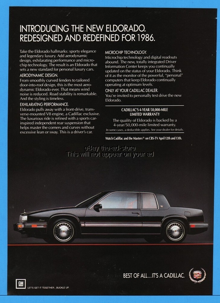 1986 Cadillac Eldorado Black General Motors Microchip Technology Classic Car Ad