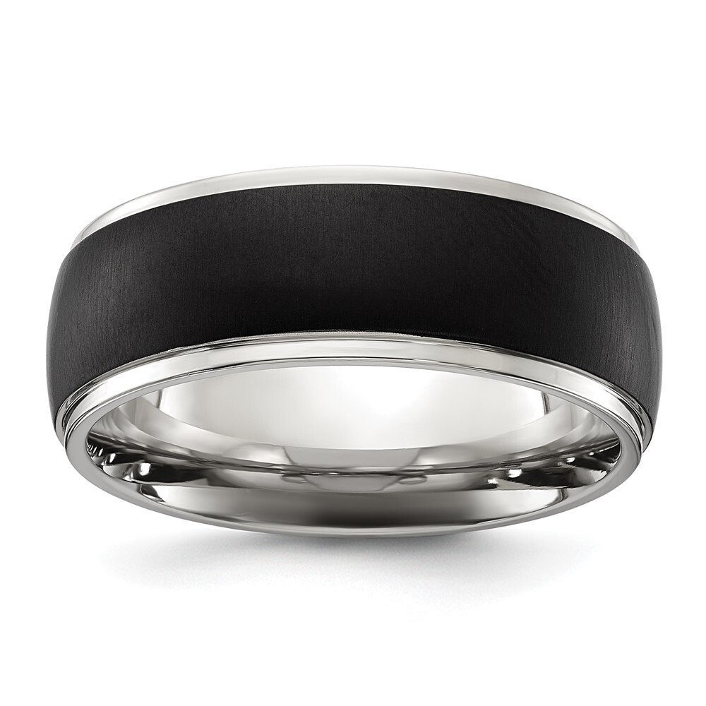 Titanium Polished with Brushed Black IP-plated Center 8mm Band Ring Size 12