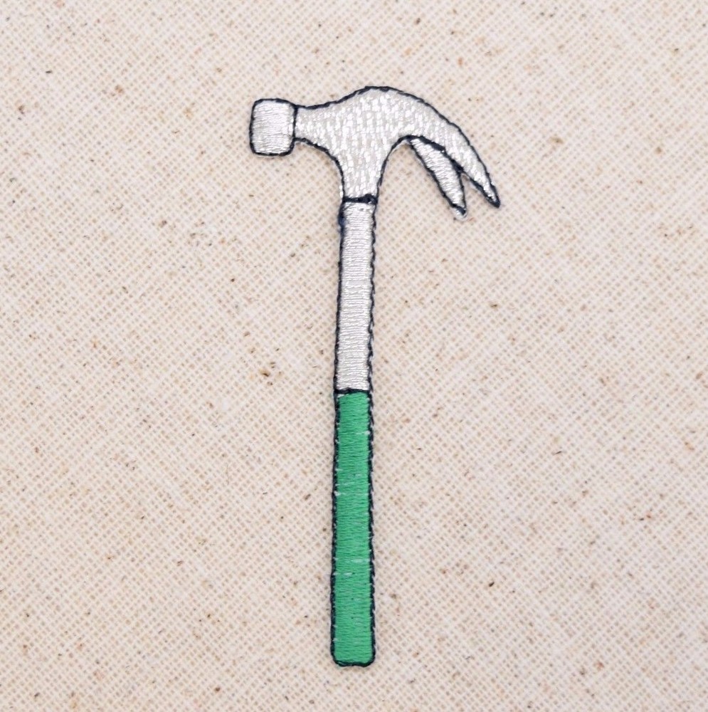 Hammer - Green/Silver - Tools/Construction - Iron on Applique/Embroidered Patch