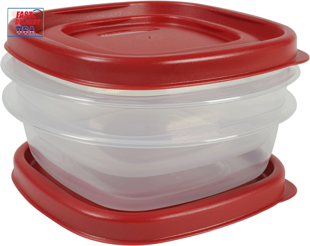 Easy Find Lids Food Storage Containers, 1.25 Cup, Racer Red, 4-Piece Set