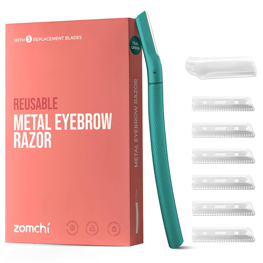 Precision Eyebrow Razor & Facial Shaver with 6 Blades - Green