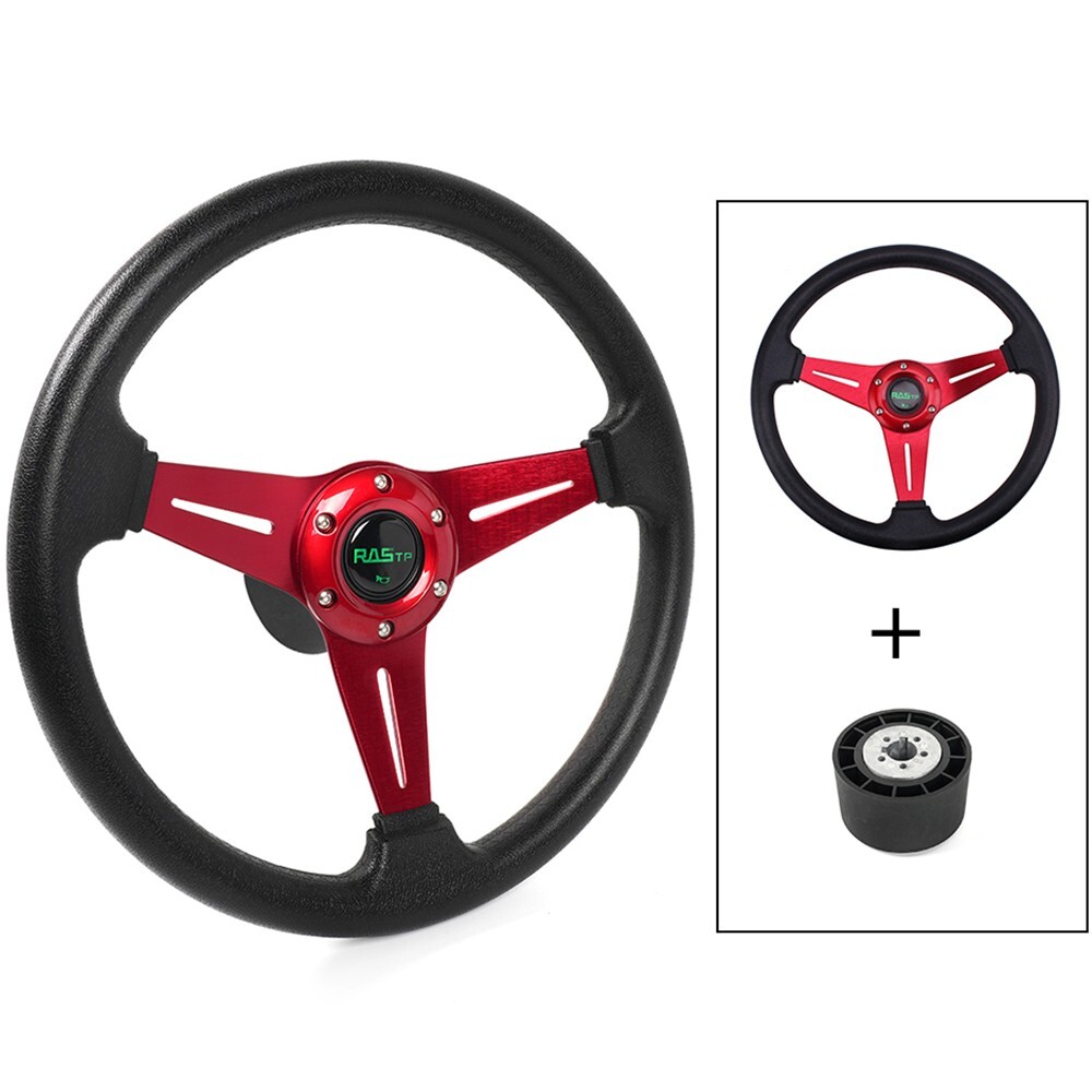 14inch/350mm Marine Boat Red Steering Wheel+3 Spokes 3/4