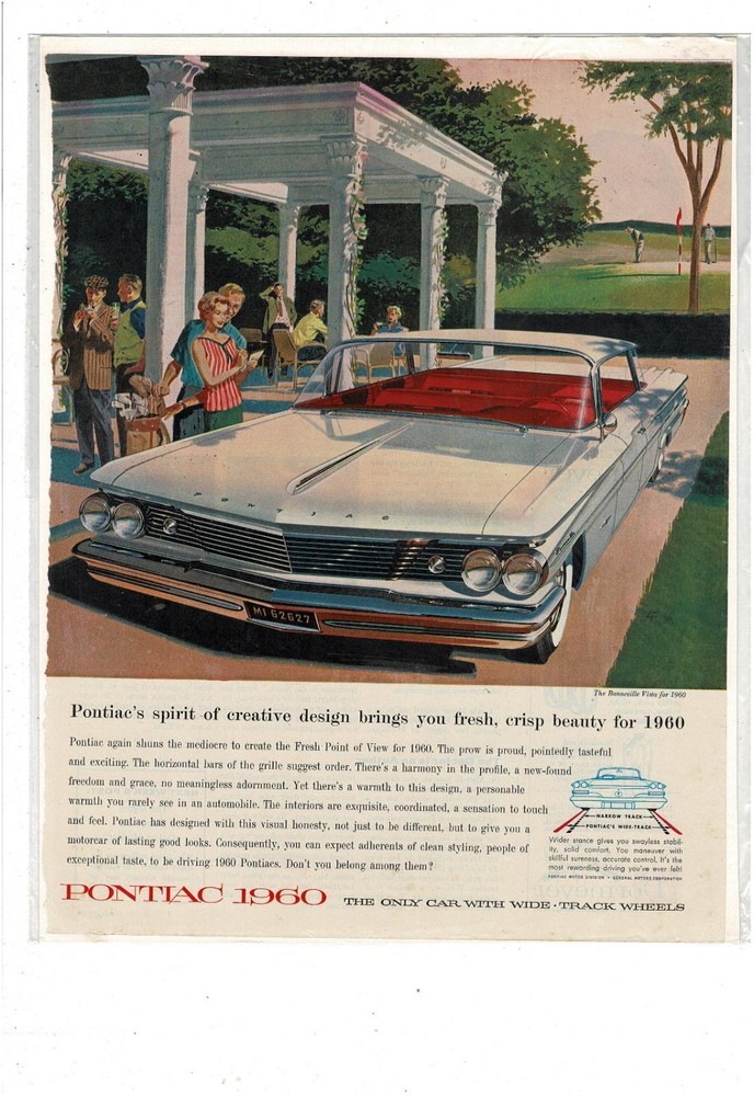 1960 Pontiac Bonneville Vista 4-Door Hardtop Country Club Golf Ad Print I51-image