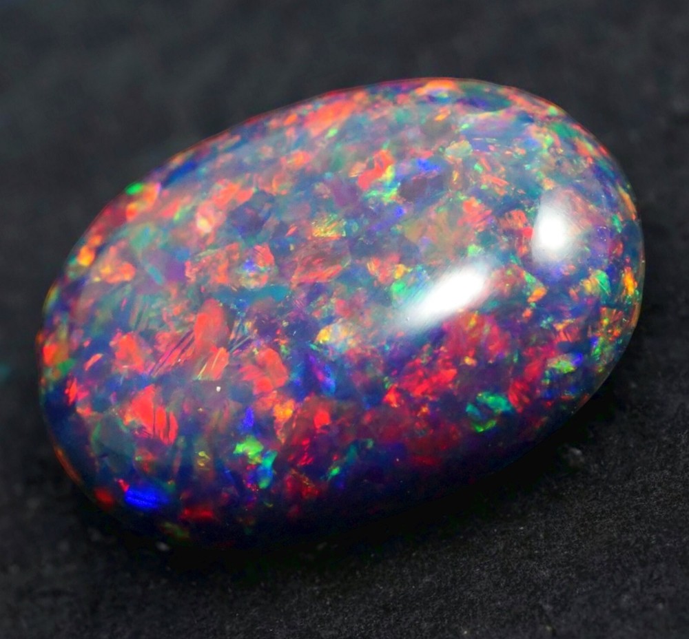 AAA+ Black Silk Opal Cabochon 16x12mm 4.25ct Fire Loose Gemstone