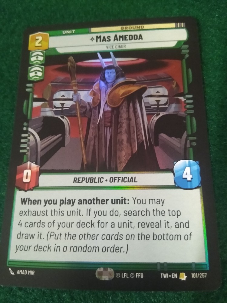 STAR WARS UNLIMITED MAS AMEDDA #101 TWILIGHT OF THE REPUBLIC RARE FOIL