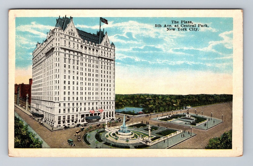 New York City NY, The Plaza, Souvenir, Antique, Vintage Postcard