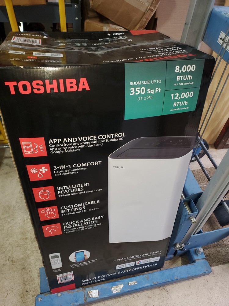 Toshiba PX0811CWRU 8,000 BTU 115-Volt Smart Portable Air Conditioner Alexa Googl