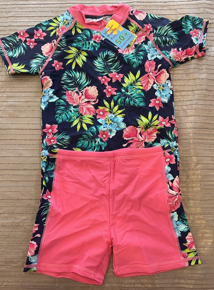 Kids 2 Pc Swimwear Set Rashguard Top and Swim Shorts 14 ANS NWT
