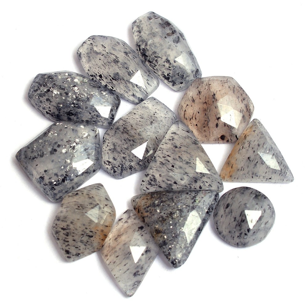 Top Quality Natural Black Sunstone Rose Cut Untreated Gemstones Lot 10mm-16mm