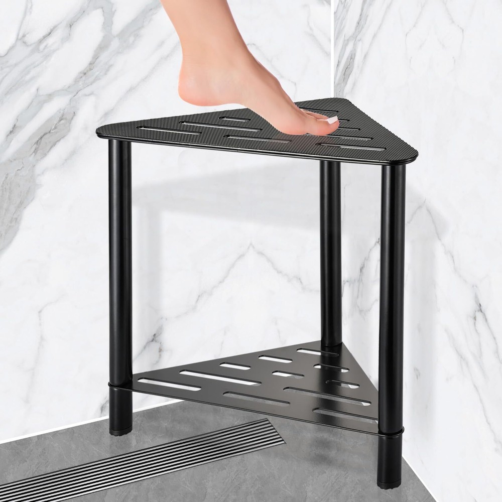 Shower Foot Rest for Shaving Legs Corner Shower Stool Small Shower Bench for Ins