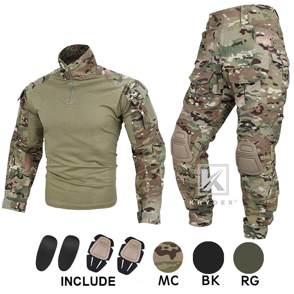 KRYDEX Ge3 Combat Uniform Tactical BDU Shirt & Pants with Elbow Pads & Knee Pads