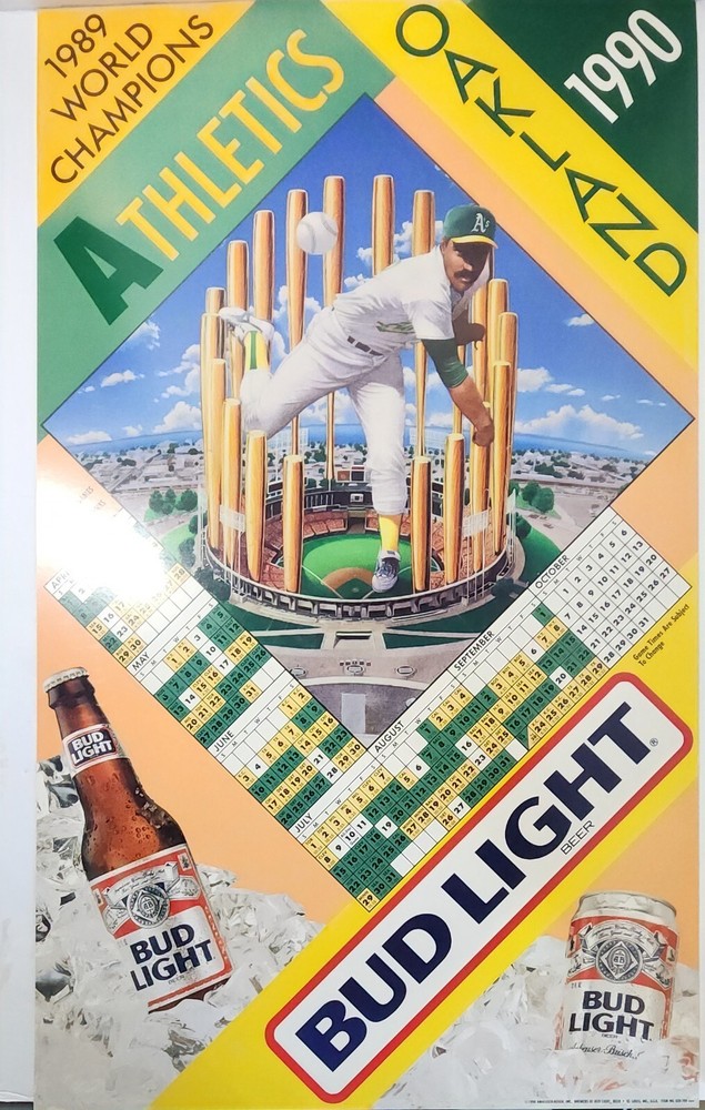 1989 World Series MLB Poster Oakland A's Budweiser/Budlight Poster/Game Calendar