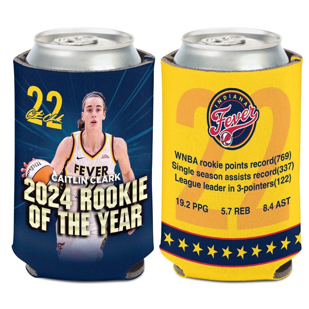 Caitlin Clark Indiana Fever Rookie of Year 12oz DS Koozie New Iowa Hawkeyes