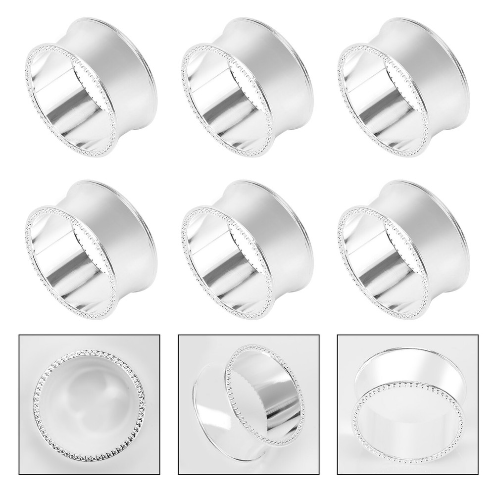 6PCS Napkin Rings Napkin Buckle Holder Adornmen Alloy Silver