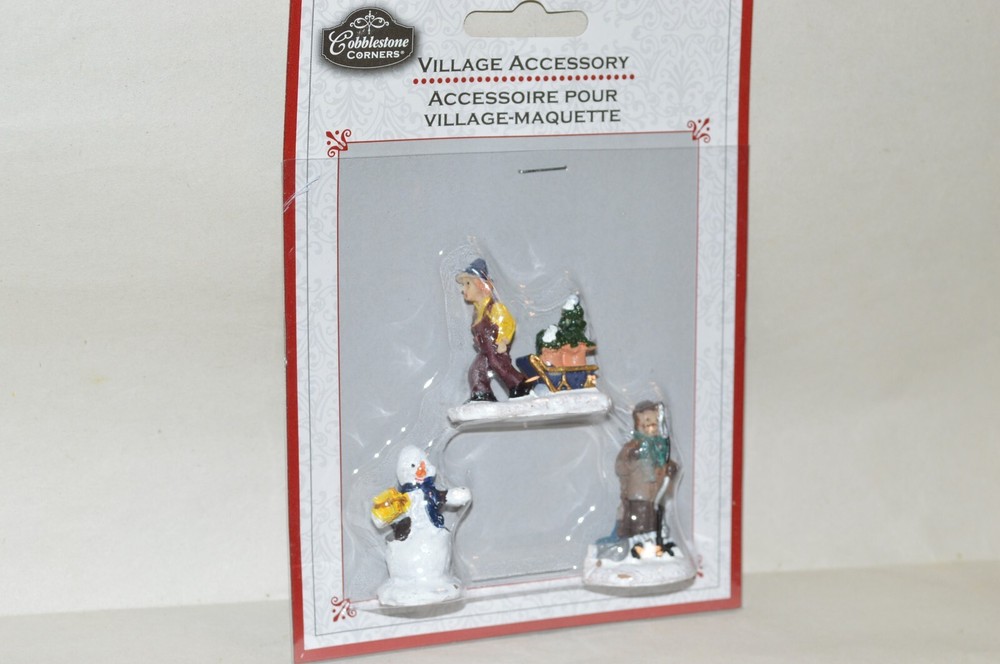 Christmas Holiday Cobblestone Corners Village Accessory #12 Figures set snowman