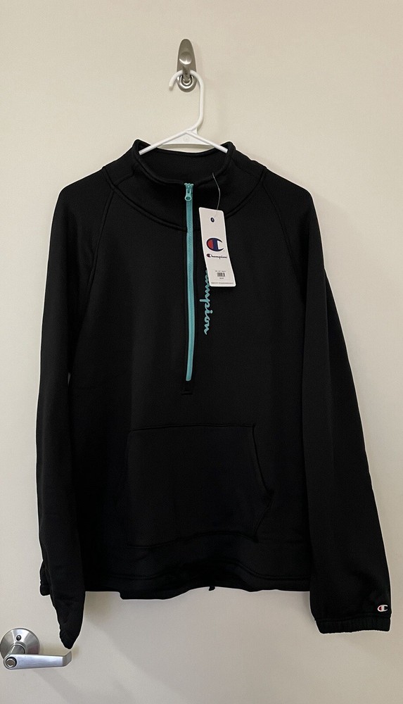 Champion Fleece Sweatshirt 1/2 Zip Pullover Women’s XL Black NWT