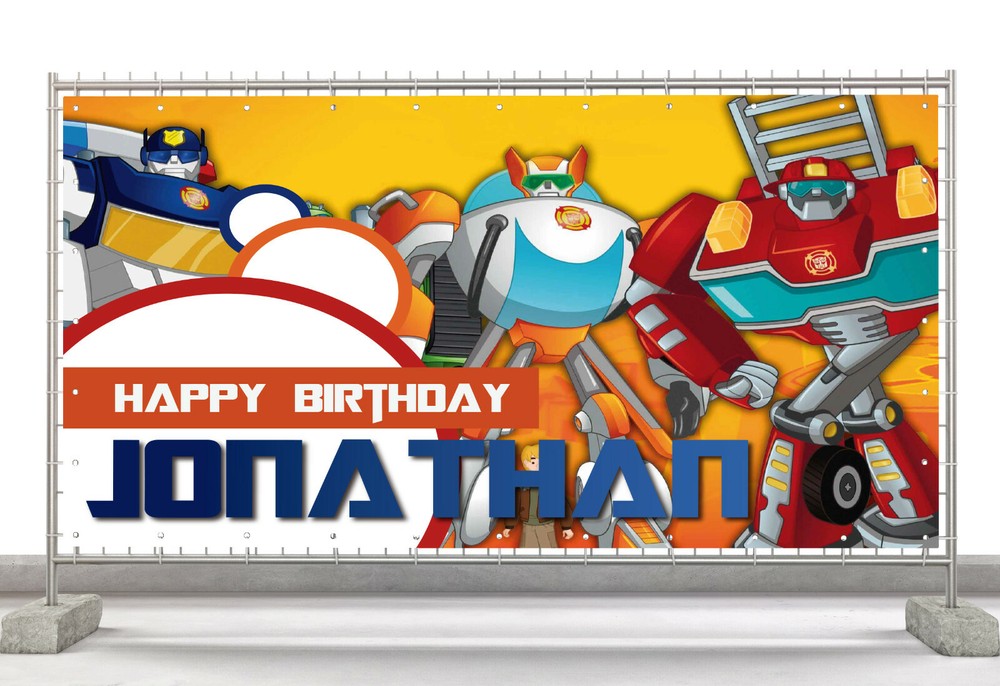 Transformers Rescue Bots Custom Happy Birthday Banner Personalized Poster M448