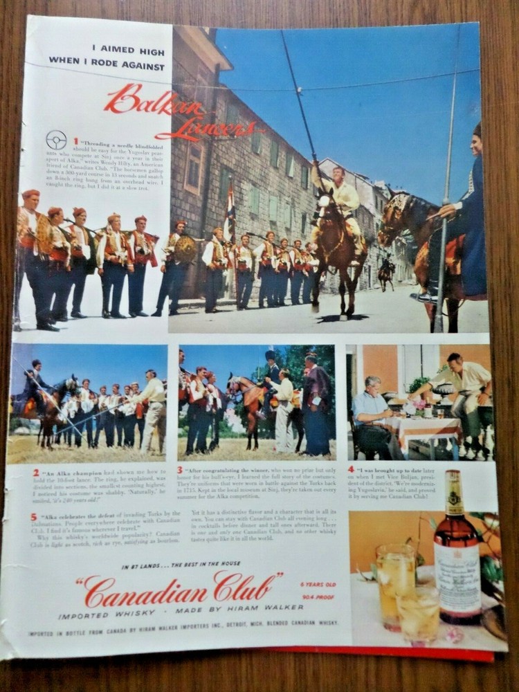 1954 Canadian Club Whiskey Ad Yugoslav Sport of Alka 1954 Camel Cigarette Ad-image