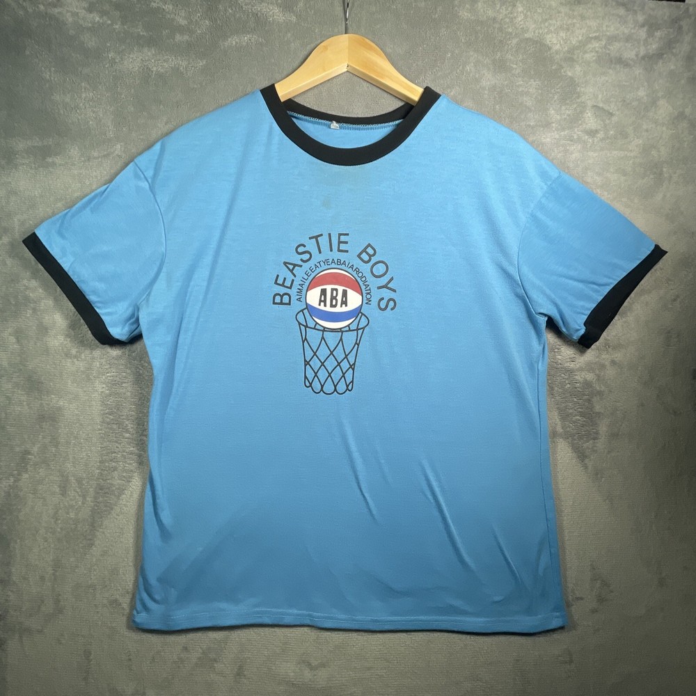 Vintage 1990s Beastie Boys ABA Basketball Ringer Tee Men's Large Blue-image