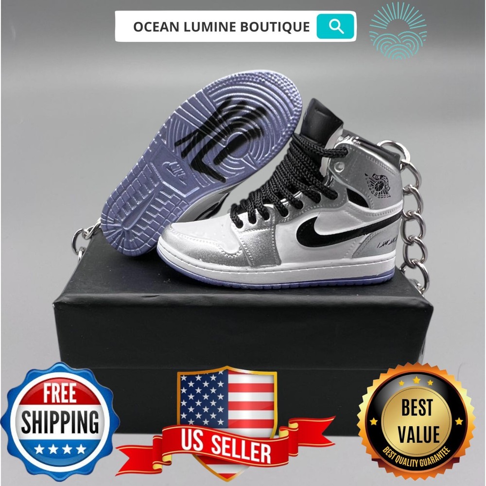 Air Jordan 3D Mini Sneaker Keychain, Basketball Sneaker Collectible, Box Options