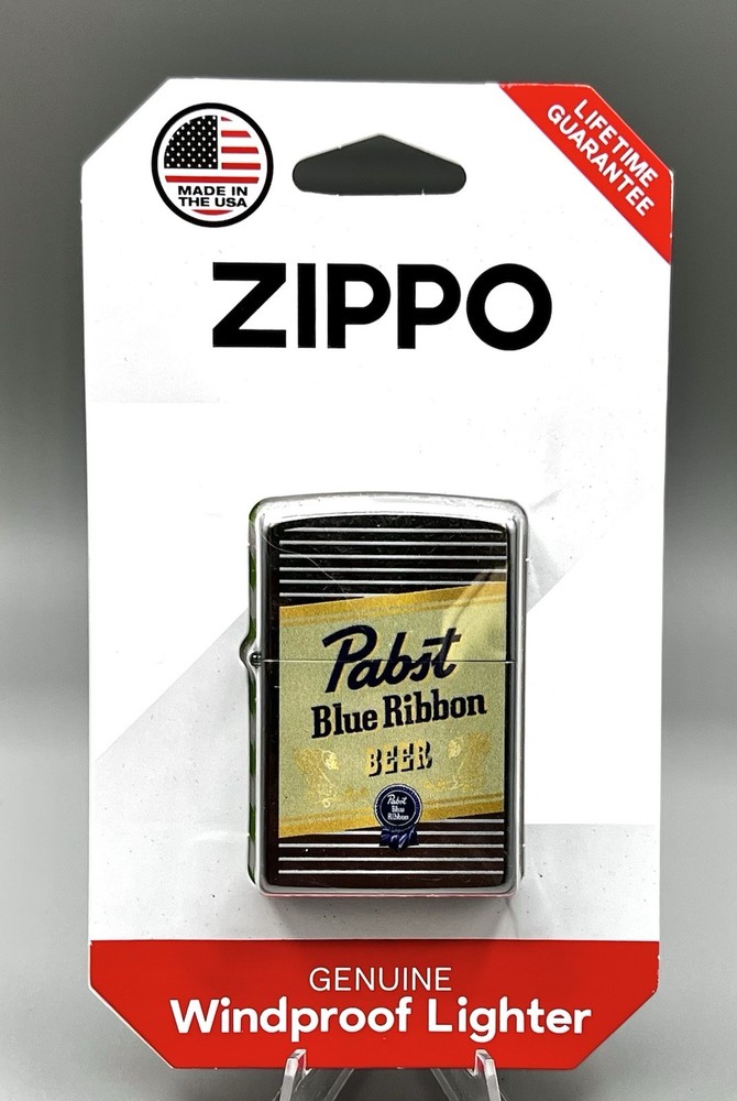 Zippo 2024 Pabst Blue Ribbon Beer Cigarette Lighter Advertising New on Card NR