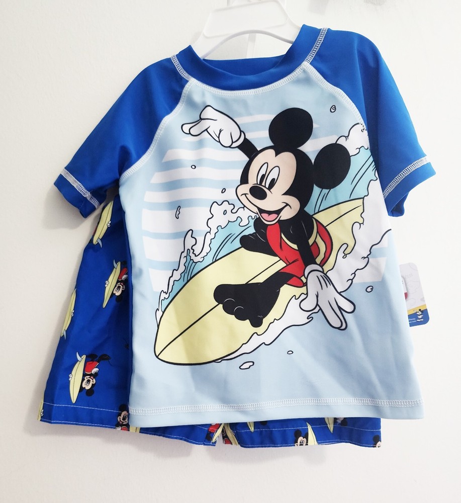 Dreamwave Toddler Boys Mickey Mouse Rash Guard & Swim Shorts Set Sz 4T - NWT