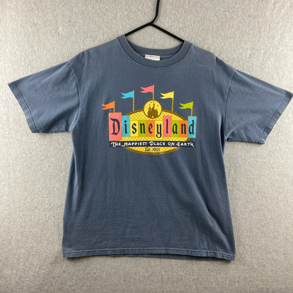 Disneyland Resort Shirt Mens M Medium Blue Graphic Short Sleeve Round Neck Y2K