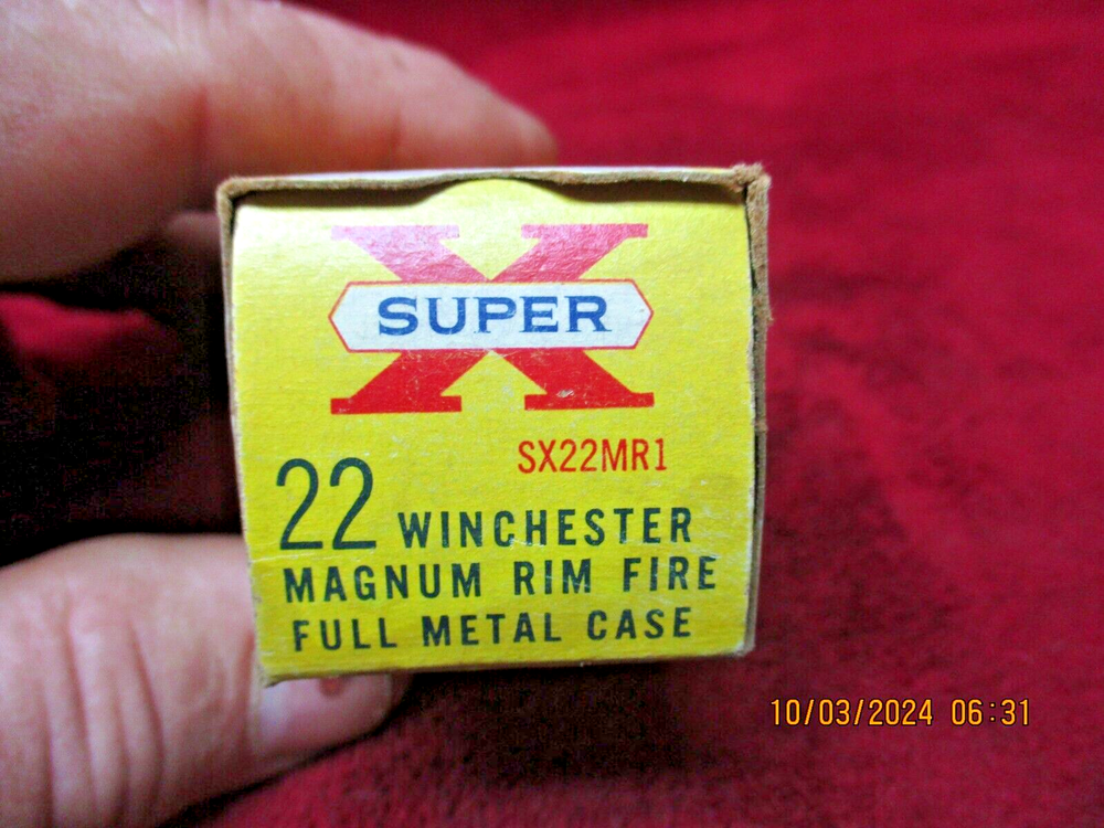 Vintage Western Super X, 22 Winchester Magnum, Ammo Box, (EMPTY)