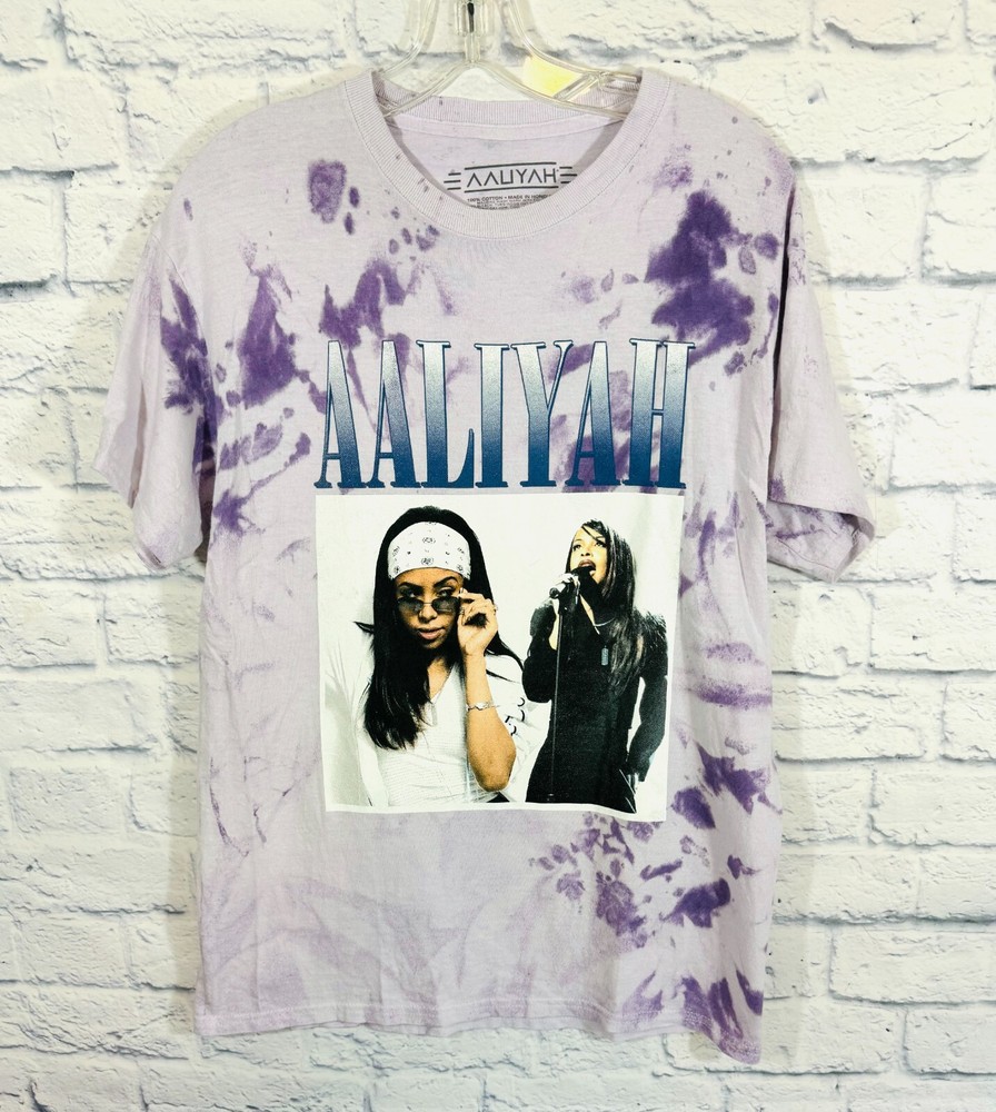 Aaliyah Medium Graphic T-Shirt Tie Dye Purple Short Sleeve Y2K-image
